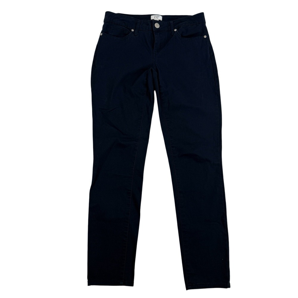 Crown & Ivy Navy Blue Chino Taper Skinny Leg Pants Sz 2 Cotton Spandex Stretch